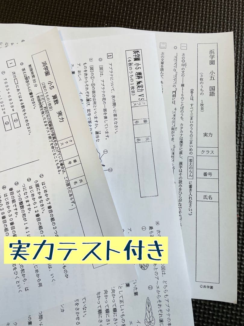 小5 2023年、2024年度 浜学園 2年分 公開学力テスト 4科目