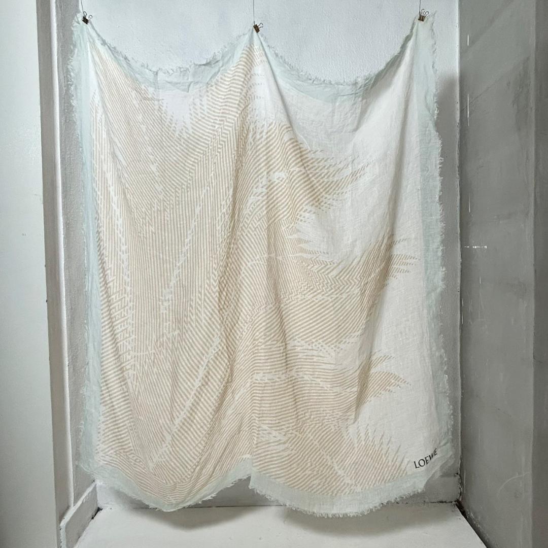 LOEWE 　ロエベ ロゴ入 　リネン 大判ストール RG72
