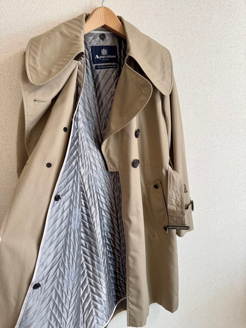 希少【Aquascutum】英国製トレンチコート /ベージュ/サイズ8
