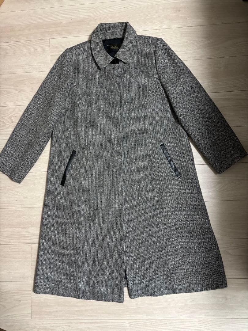 ⭐︎レリアン13+ ヘリンボーンウールロングコート大きいサイズ黒