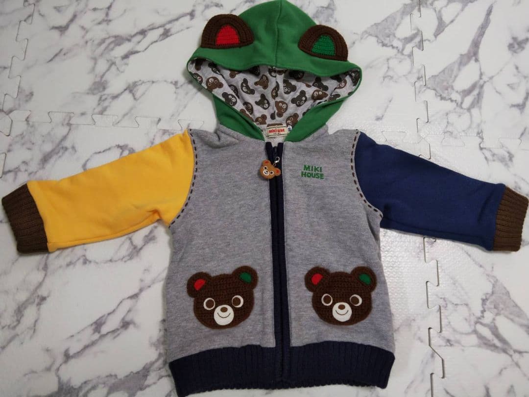 ☆新品未使用☆ミキハウス クマ耳付きフード ジップアップアウター☆