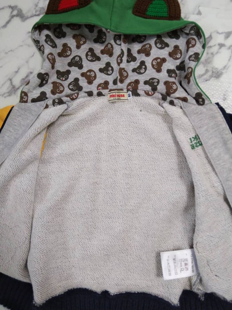 ☆新品未使用☆ミキハウス クマ耳付きフード ジップアップアウター☆