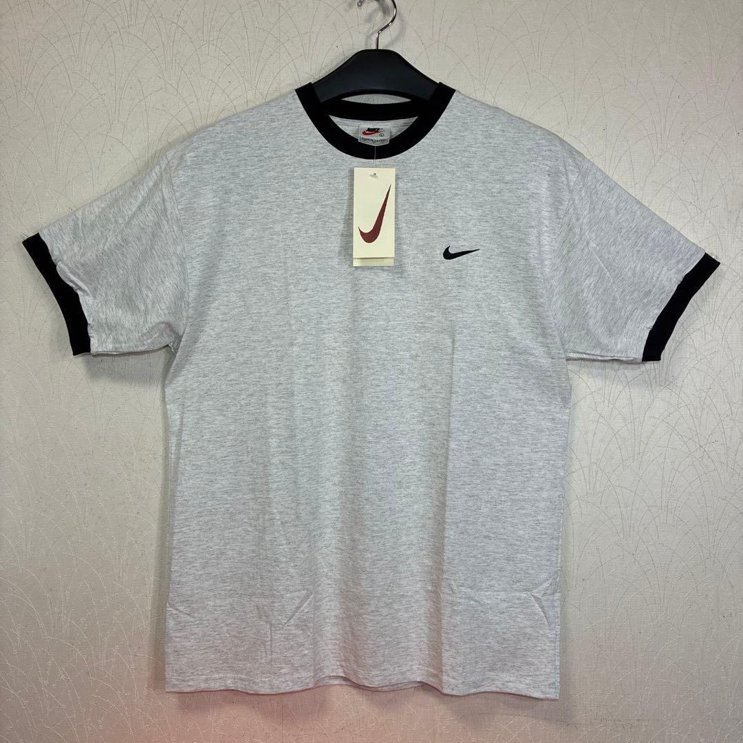90s NIKE タグ付きデッドストック　ヴィンテージ　リンガーT 杢グレー