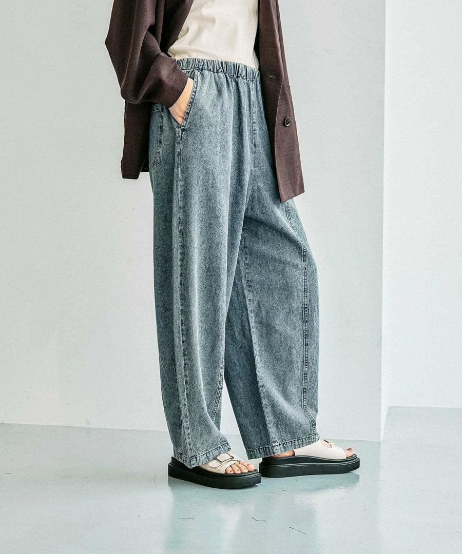 レプシィムLEPSIMイージーコクーンデニムパンツインディゴFREETALL新品