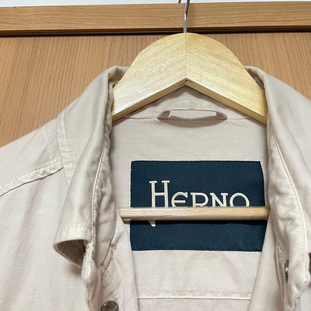 【Mサイズ】HERNO シャツブルゾン　ガーメントダイ　ベージュ