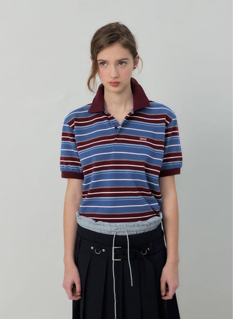【未使用タグ付】GROVE CARELL STRIPE PIQUE SHIRT