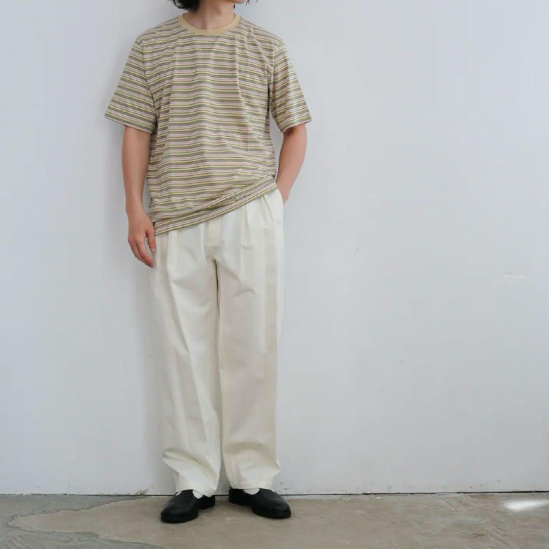 新品　AURALEE HARD TWIST COTTON BORDER TEE