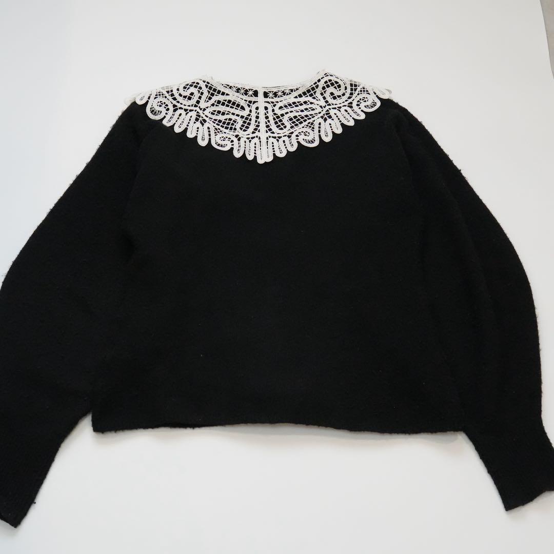 トップス acka. lace collar knit cardigan black