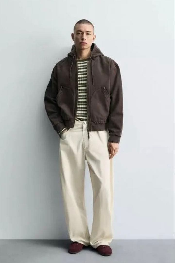 zara 中綿入りフーディジャケット