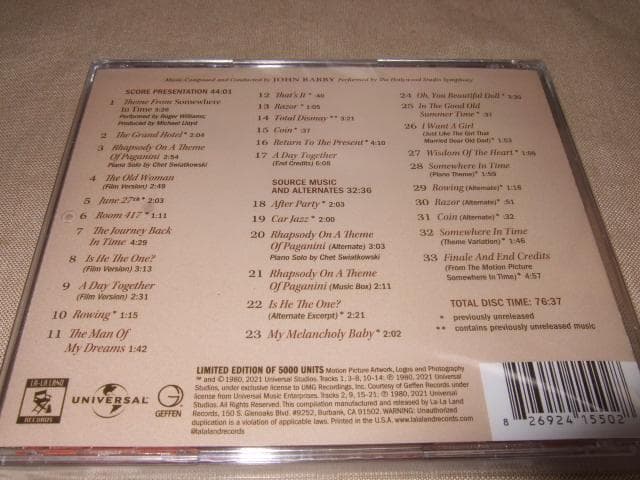 JOHN BARRY,新品未開封,サントラ,ジョン・バリー,ある日どこかで