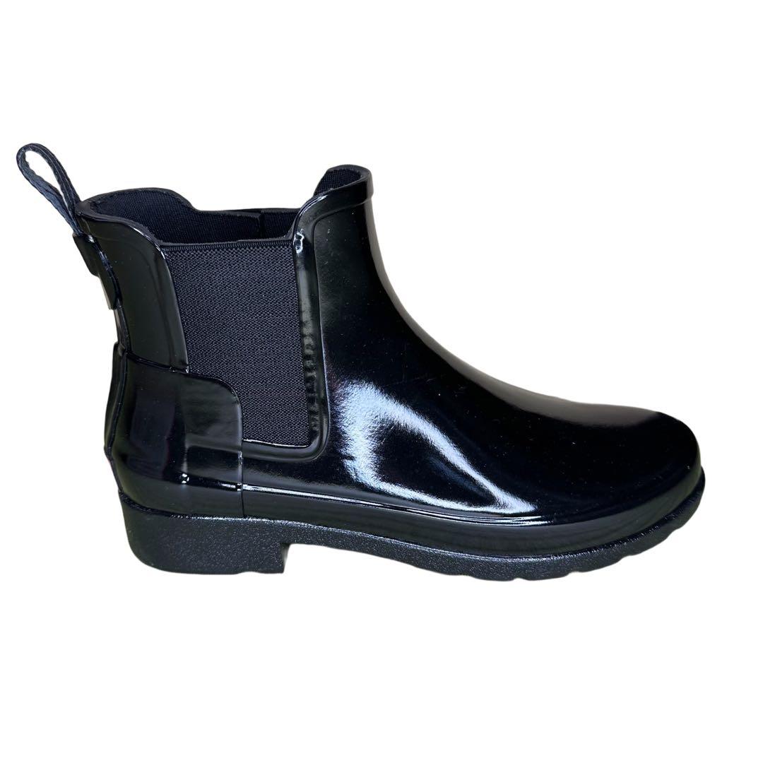 極美品 HUNTER 長靴 レインブーツ チェルシーサイドゴアショートブーツ 黒