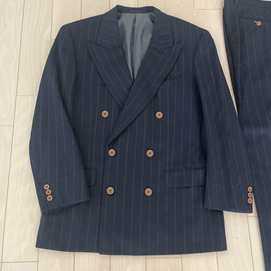 【値下げ】ビンテージ　Henry Cottons ネイビー ダブルスーツXL
