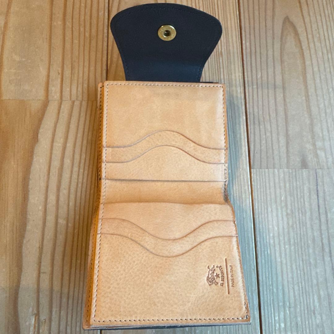 【レア＆新品】IL BISONTE がま口折り財布 ミッドナイトブルー55th☆