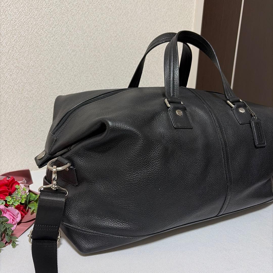 美品 COACH コーチ 2way 本革 シボ レザー ボストンバック