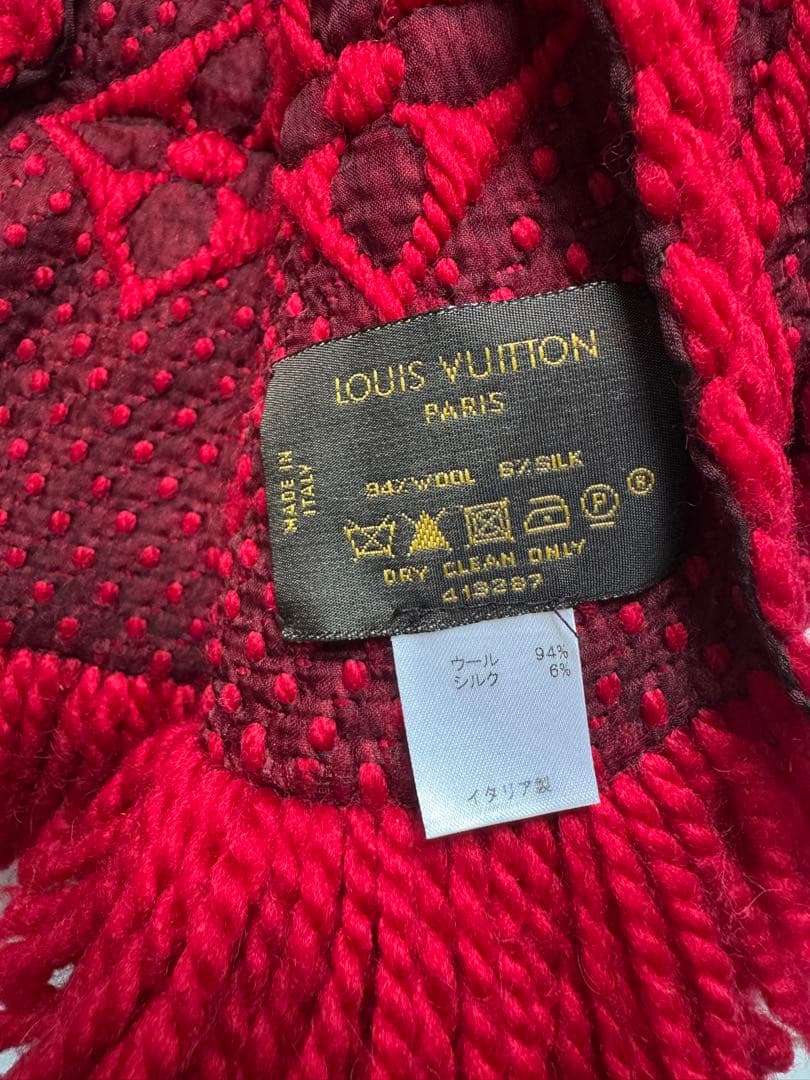 LOUIS VUITTON ロゴマニア　マフラー　赤
