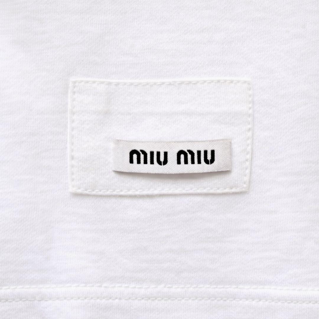 MIU MIU ミュウミュウ Tシャツ パフスリーブ ホワイト×イエロー M