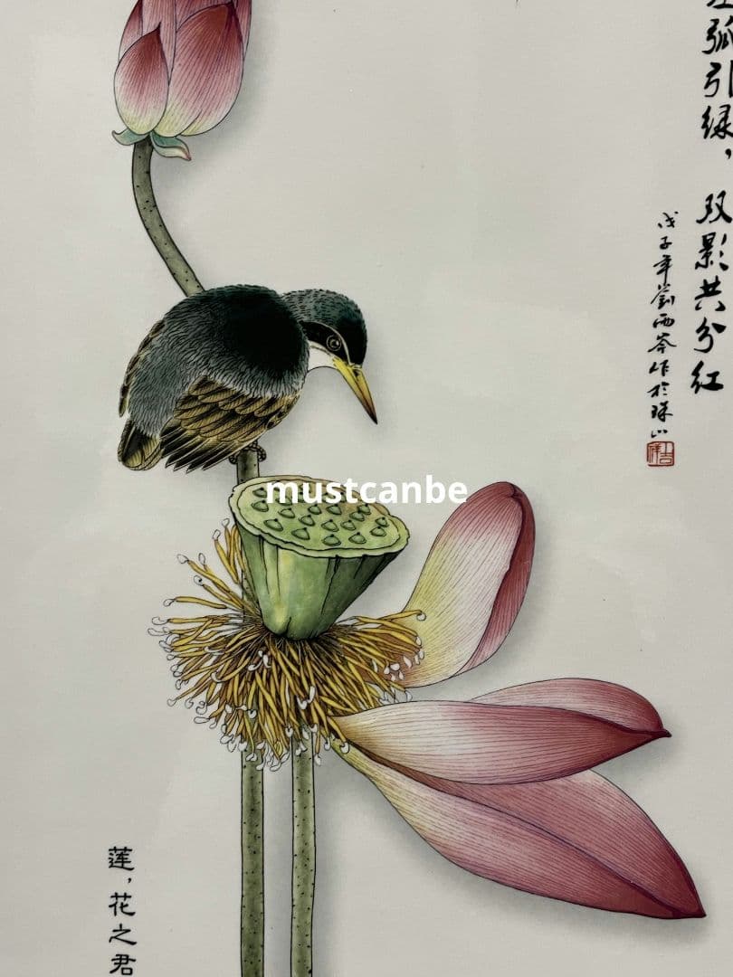 景徳鎮 陶板画 荷趣 書房 応接間 茶室 寝室掛けを飾 装飾品 工芸品 置物