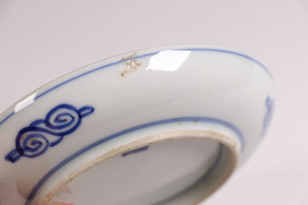 古伊万里 色絵小皿 五客 12cm 草花蝶牡丹 錦手 染錦 金彩 手塩 M858
