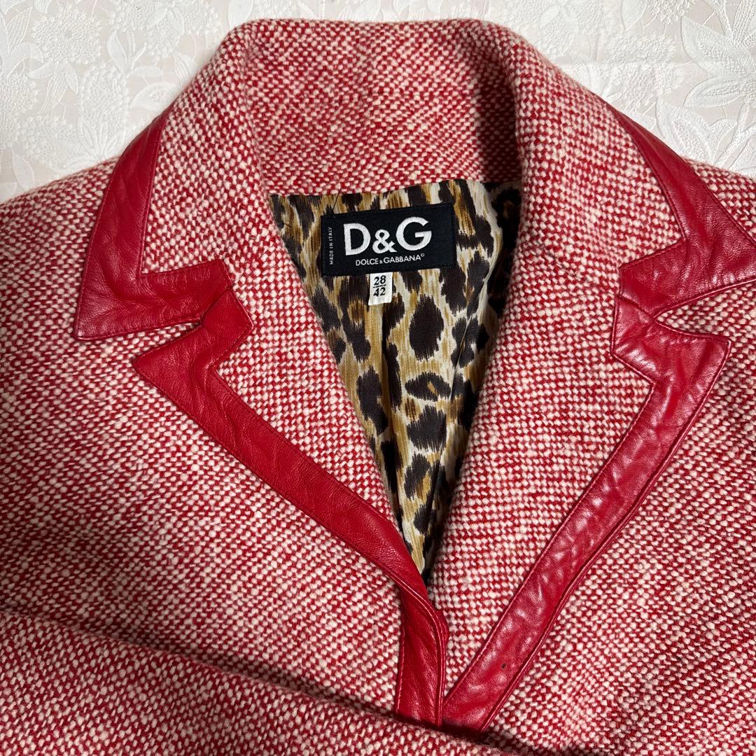バイイー　D&G 赤 ツイードロングコート《ベルト付き》