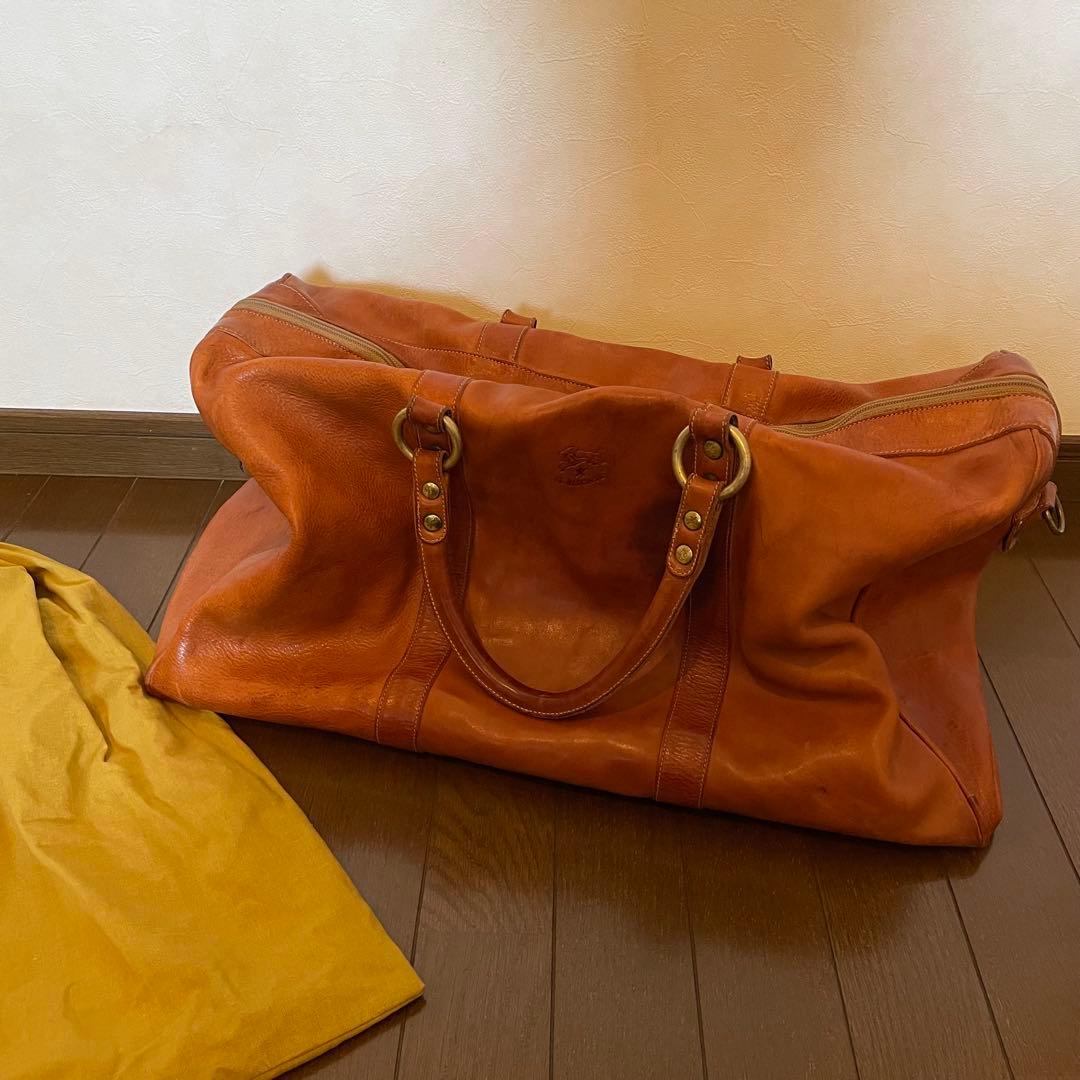 希少 IL BISONTE 本革 レザー トラベルバッグ ボストンバッグ 鍵付き