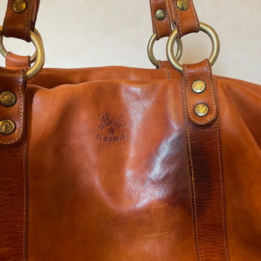 希少 IL BISONTE 本革 レザー トラベルバッグ ボストンバッグ 鍵付き