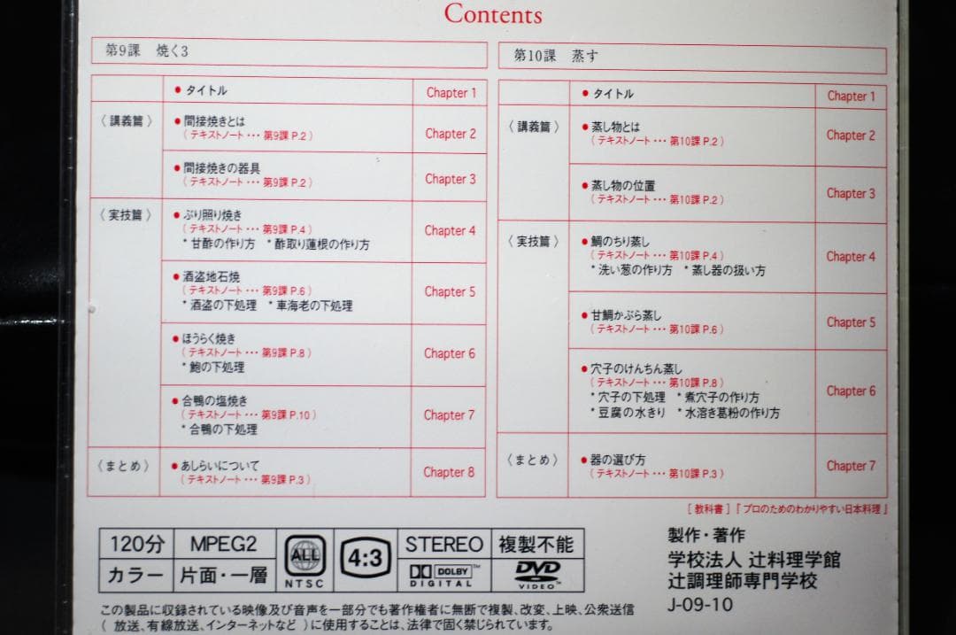 日本料理 辻調理師専門学校 日本料理技術講座　DVD 12枚セット
