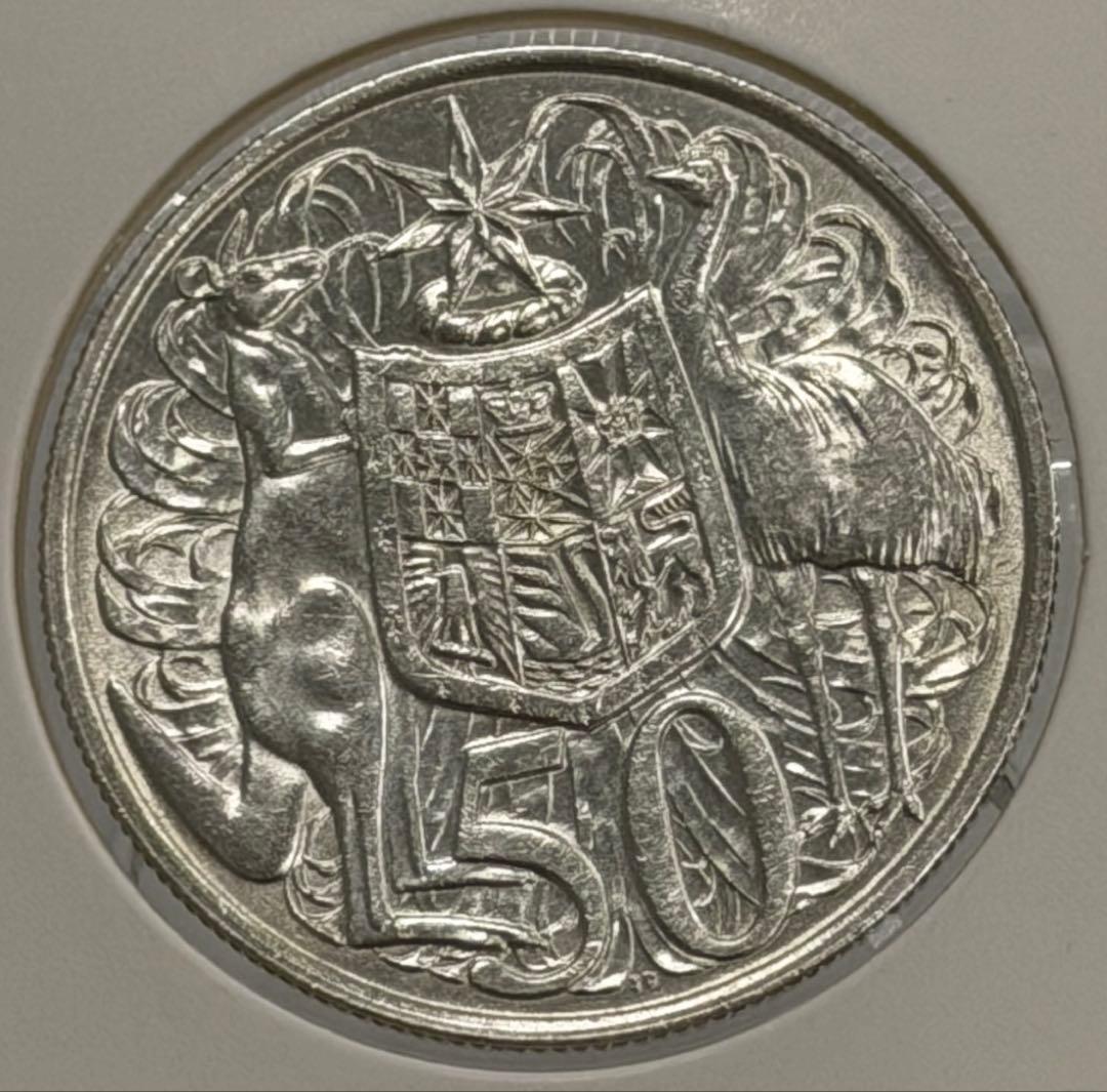 1966年オーストラリアエリザベス2世 50セント銀貨