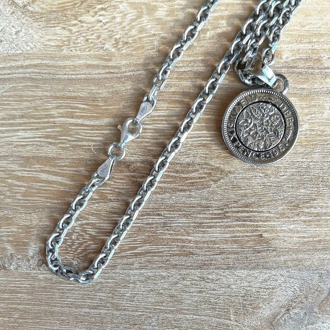 アクアシルバー 幸せの 6ペンス  モチーフ SILVER ネックレス