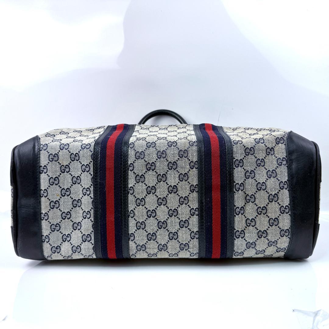 希少デザイン GUCCI ボストンバッグ GGスプリーム シェリーライン 大容量
