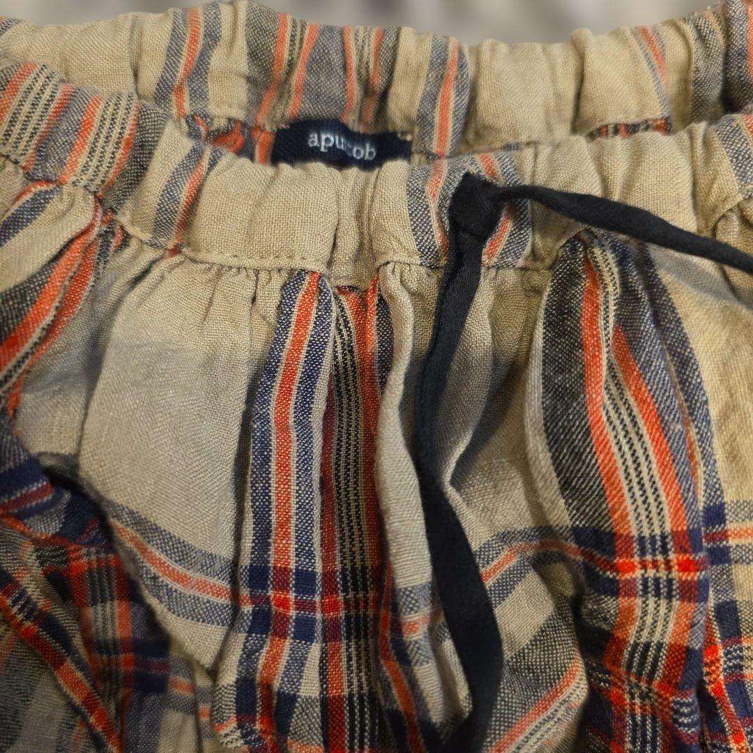 apuntob リネン チェック スカート 美品