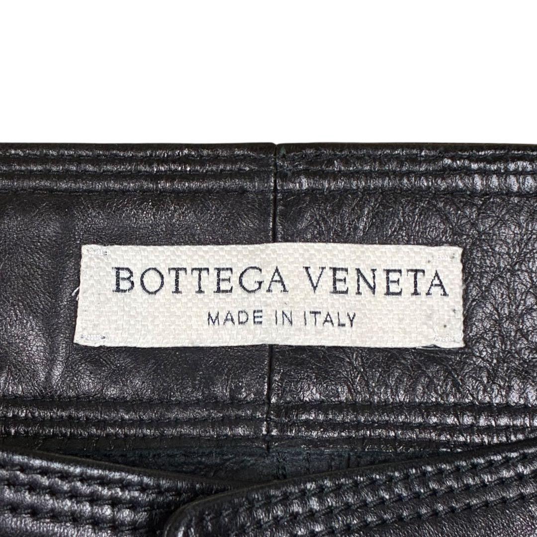 BOTTEGA VENETA イントレ チャート レザー パンツ ブラック 48