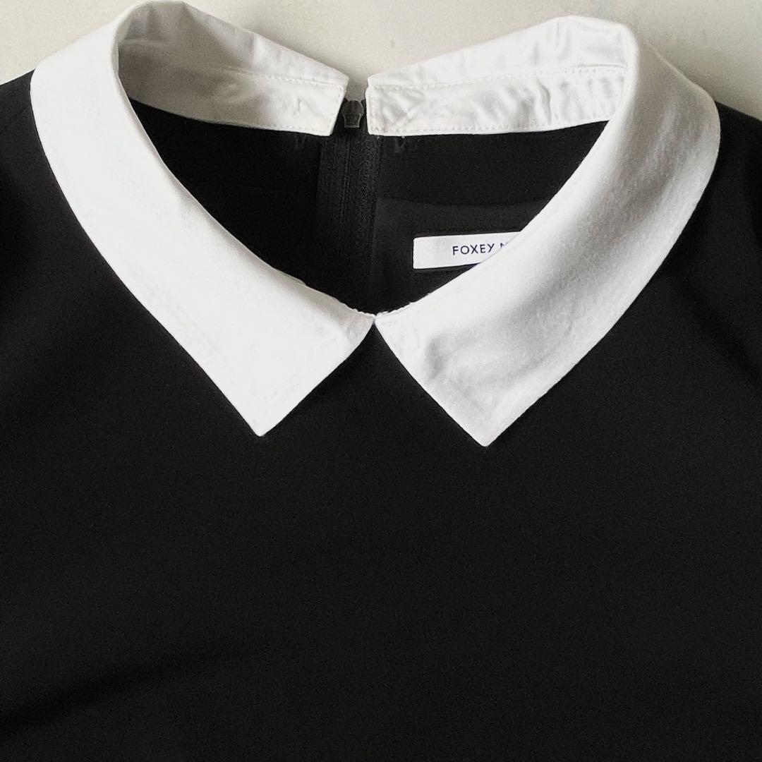 綺麗✨フォクシー プライベートノワール 白襟 ワンピース ドレス 定価7万 S