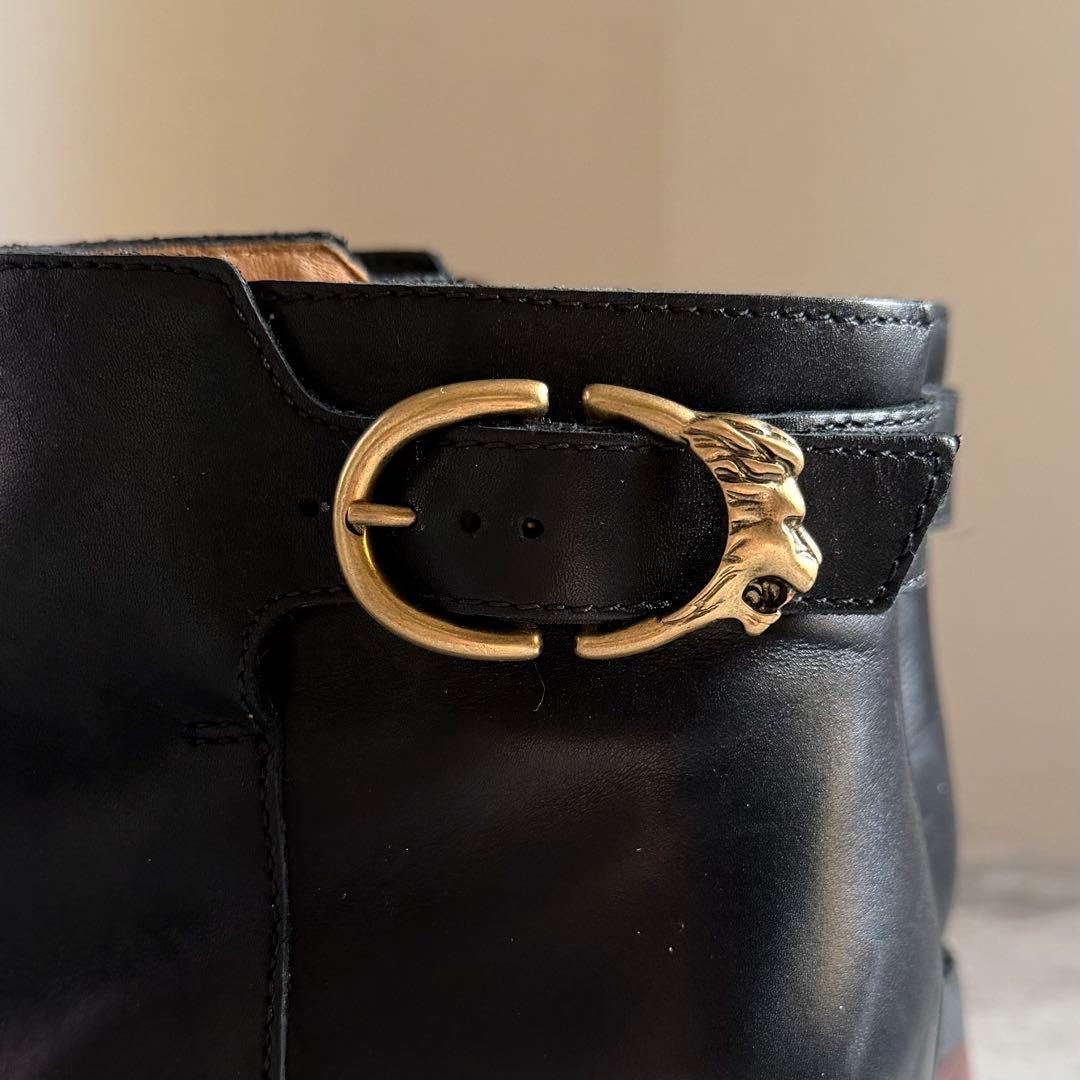 美品✨ TOD’S トッズ レザー ブーツ 37 1/2 ブラック ライオン金具