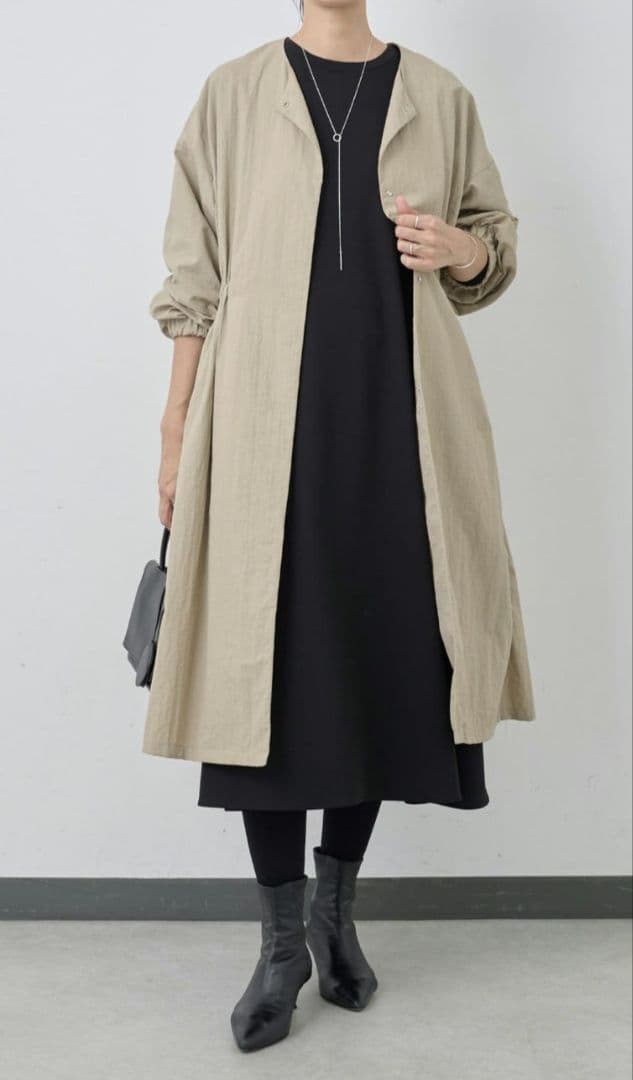 なっぷる～BEARDSLEYバルーン袖フレアーコート　beige