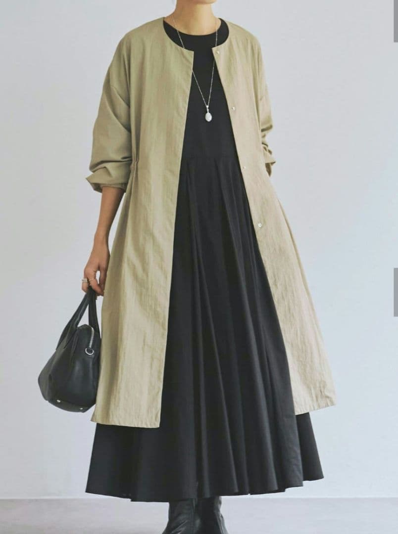 なっぷる～BEARDSLEYバルーン袖フレアーコート　beige