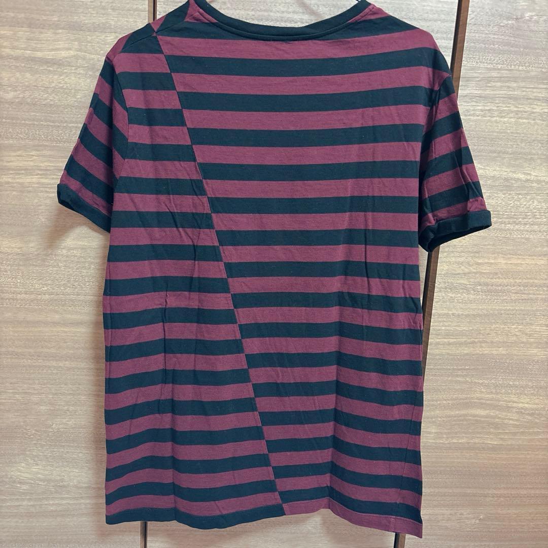 エディスリマン期サンローランXLボーダー切替Tシャツ希少ワインレッド野口強