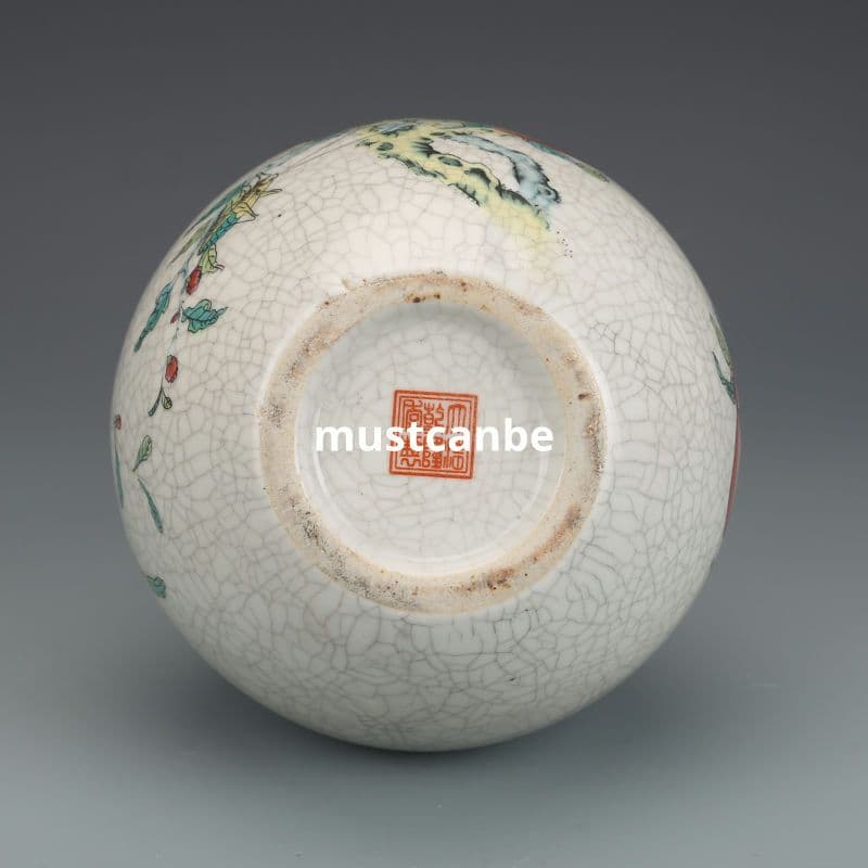 清乾隆パステル石榴紋天球瓶 景徳鎮 陶磁器 装飾品 現代工芸品 美術品 置物