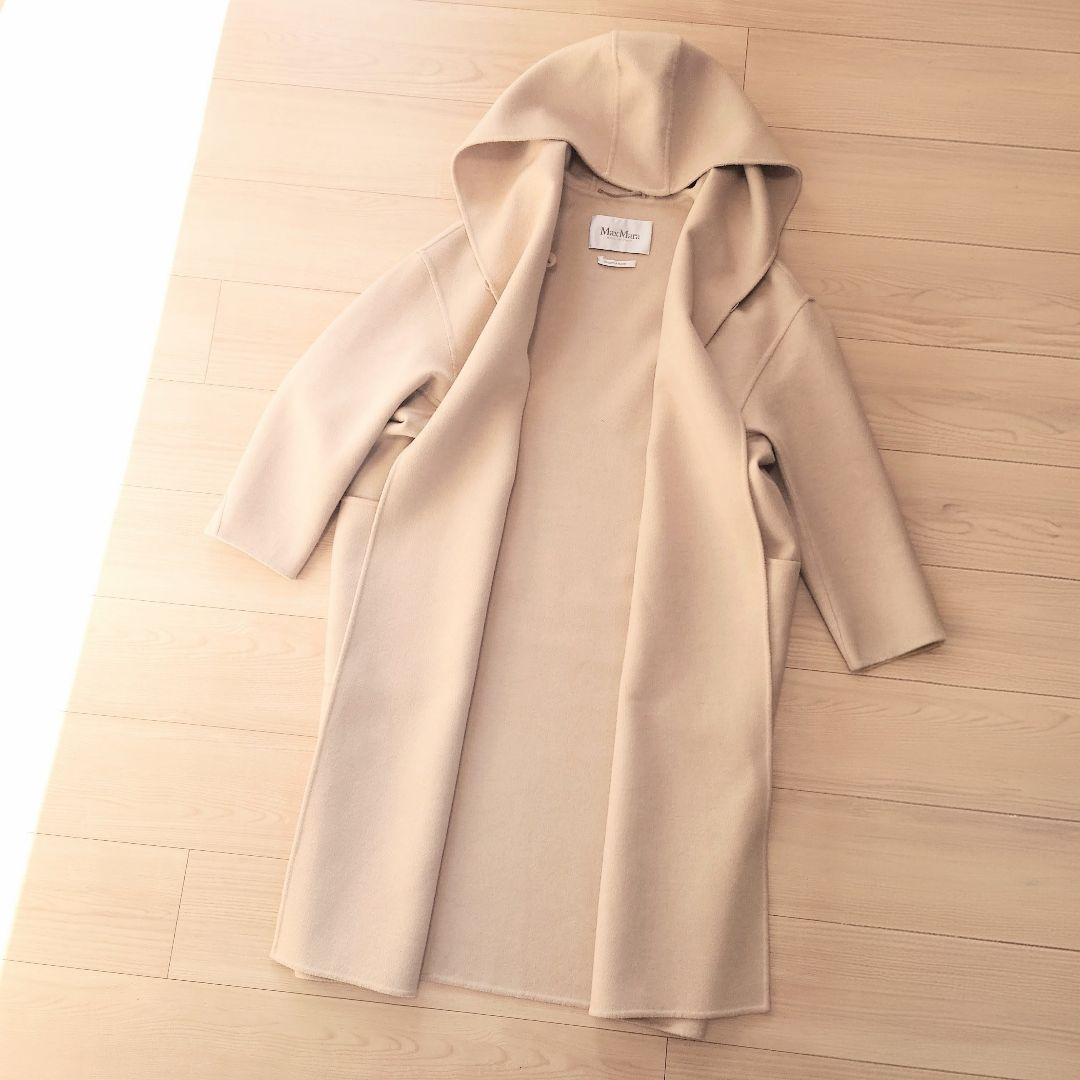 Max Mara　ピュアキャメル フーディ ダブルフェイスコート　ベージュ