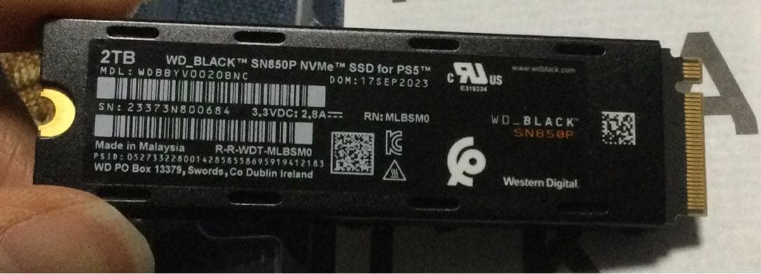 ウエスタンデジタル SSD 2TB SN850P WD_Black PS5