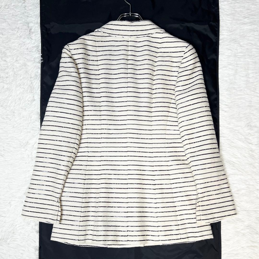 カメリア✨ CHANEL シャネル スパンコールボーダーツイードジャケット 40