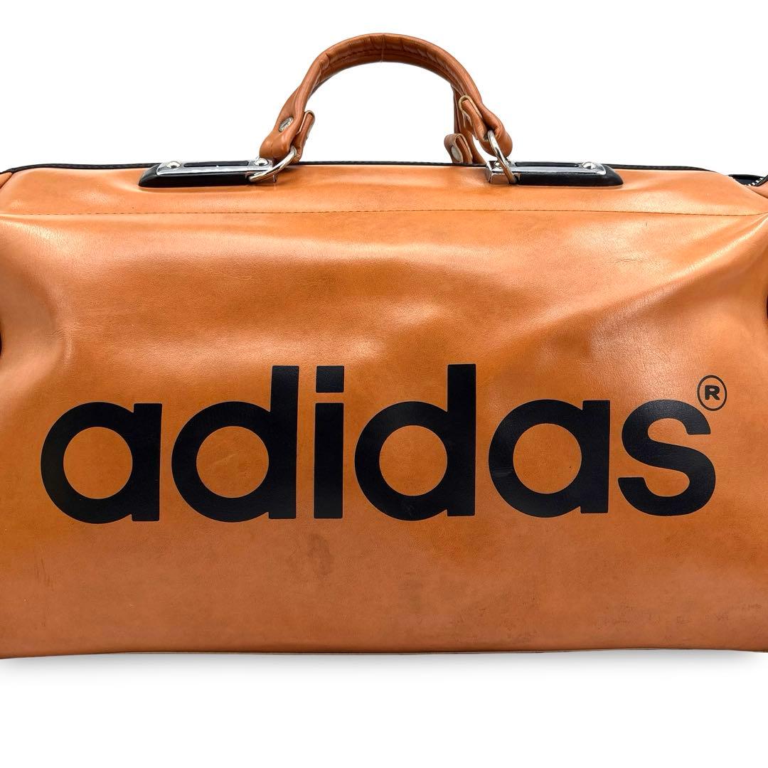 超希少】adidas　アディダス レザー 70s　ボストンバッグ 大容量　ロゴ