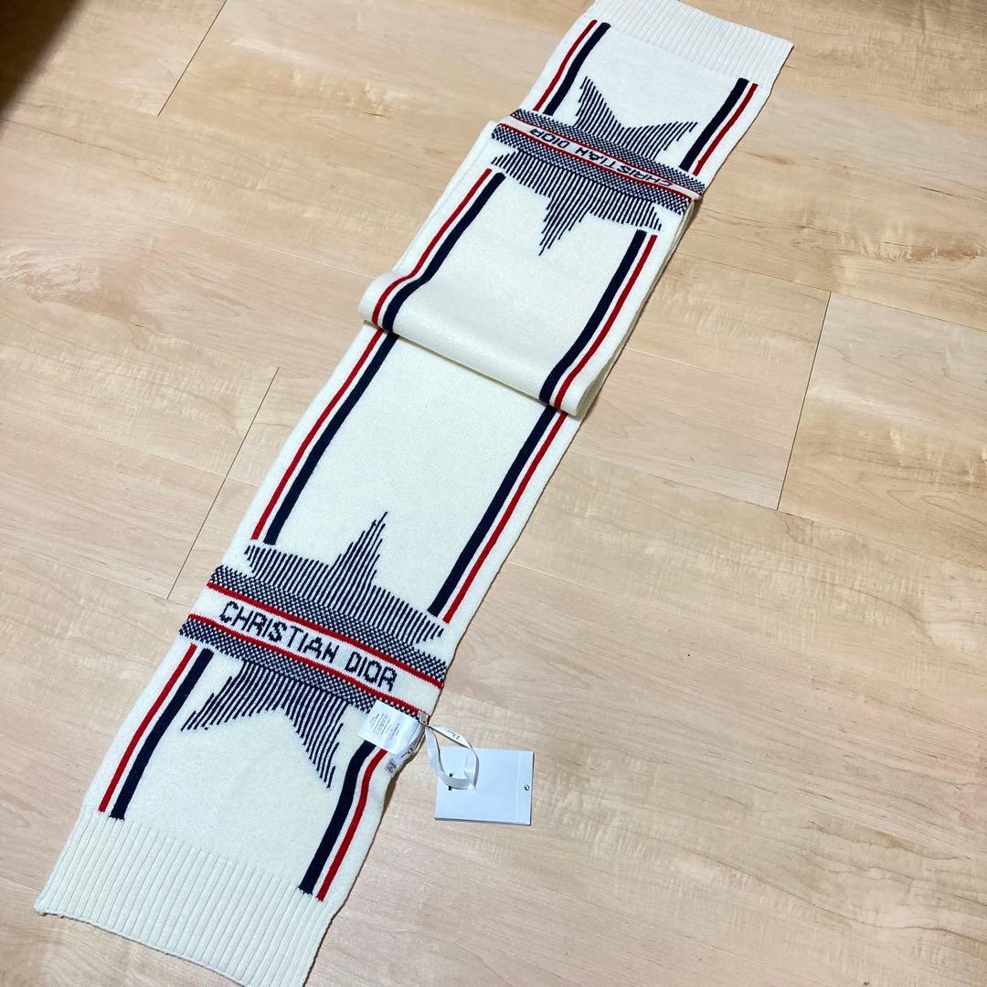 タグ付き未使用品！クリスチャンディオール ロゴ スター マフラー ウールカシミヤ