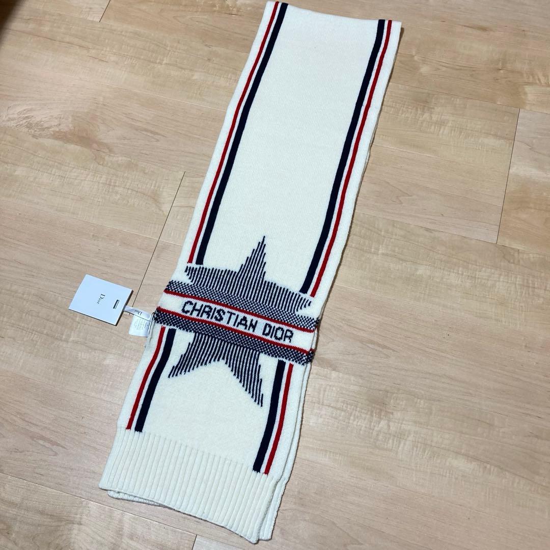 タグ付き未使用品！クリスチャンディオール ロゴ スター マフラー ウールカシミヤ
