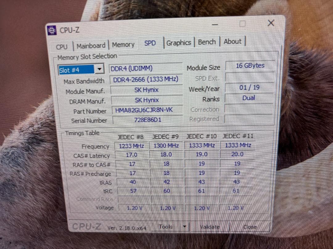 SK Hynix DDR4-2666 16GB×2枚 計32GB