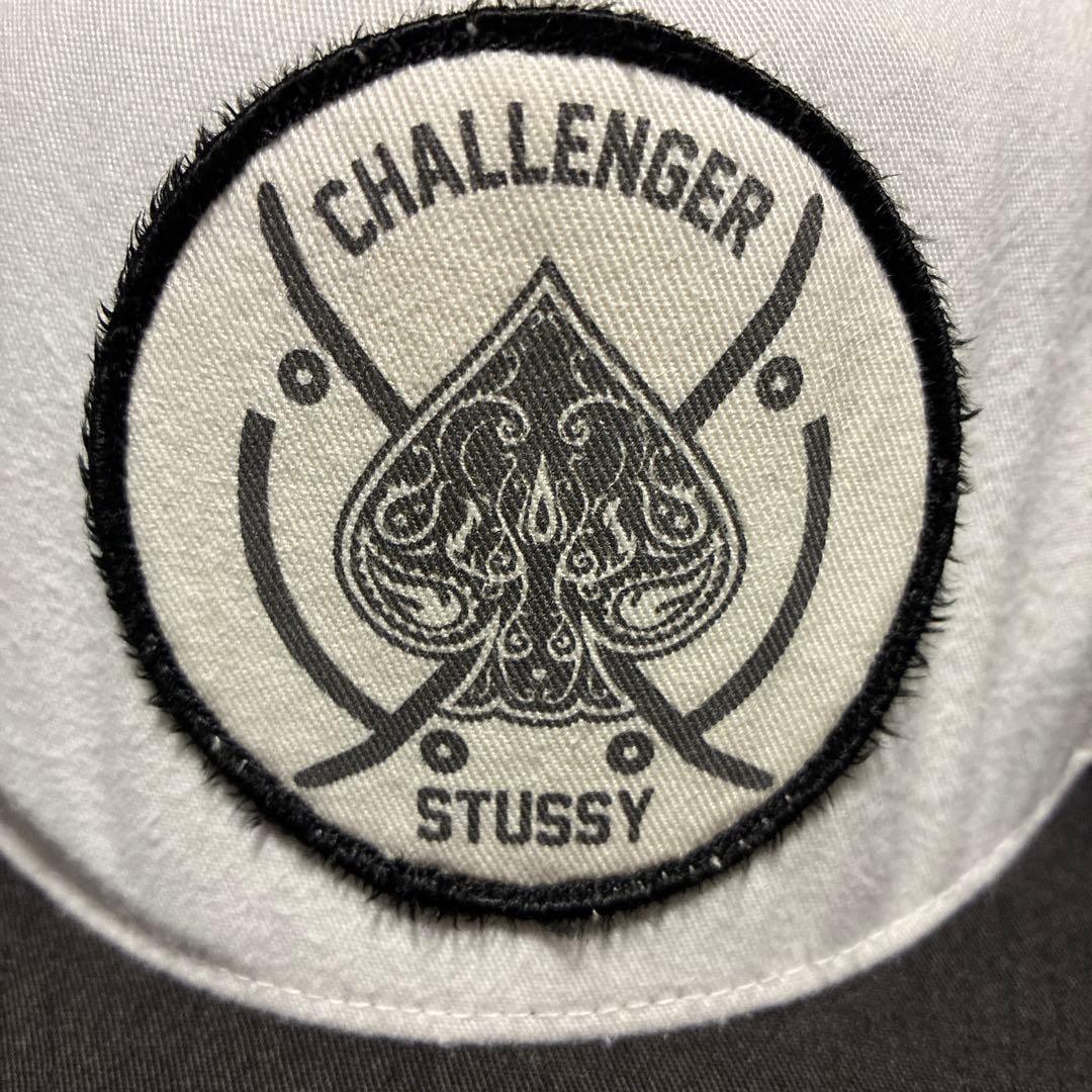 challenger X stussy Wネーム つばきりキャップ 黒