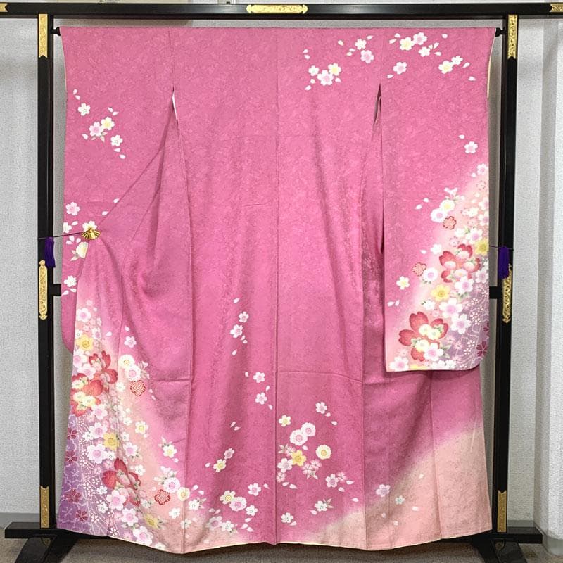 【特価セール！】603z16③〇振袖 桜 地紋 ピンク〇成人式 結婚式 十三参り