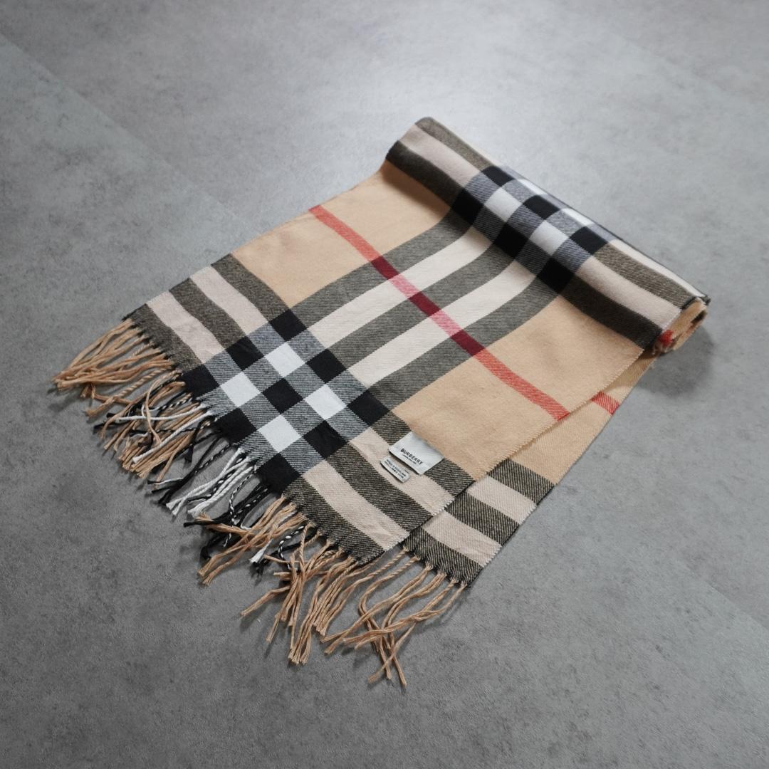 Burberry バーバリー 大判ロング ノバチェックマフラー ウール ベージュ