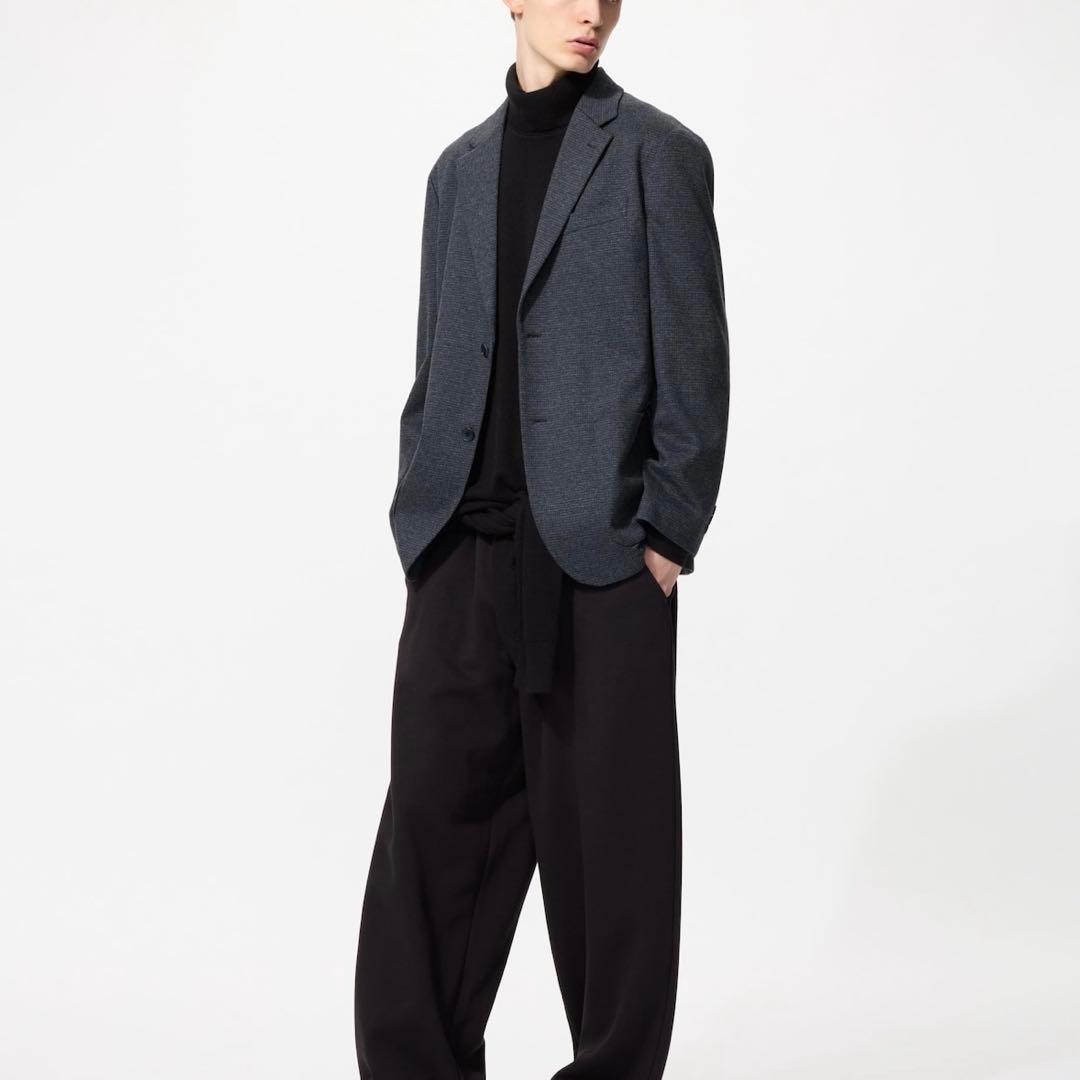【新品】UNIQLO ブラッシュドジャージージャケット ダークグレー チドリ L