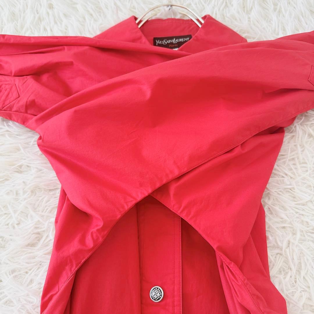 イヴサンローラン YSL✨ステンカラーコート ベルト エポレット レッド M