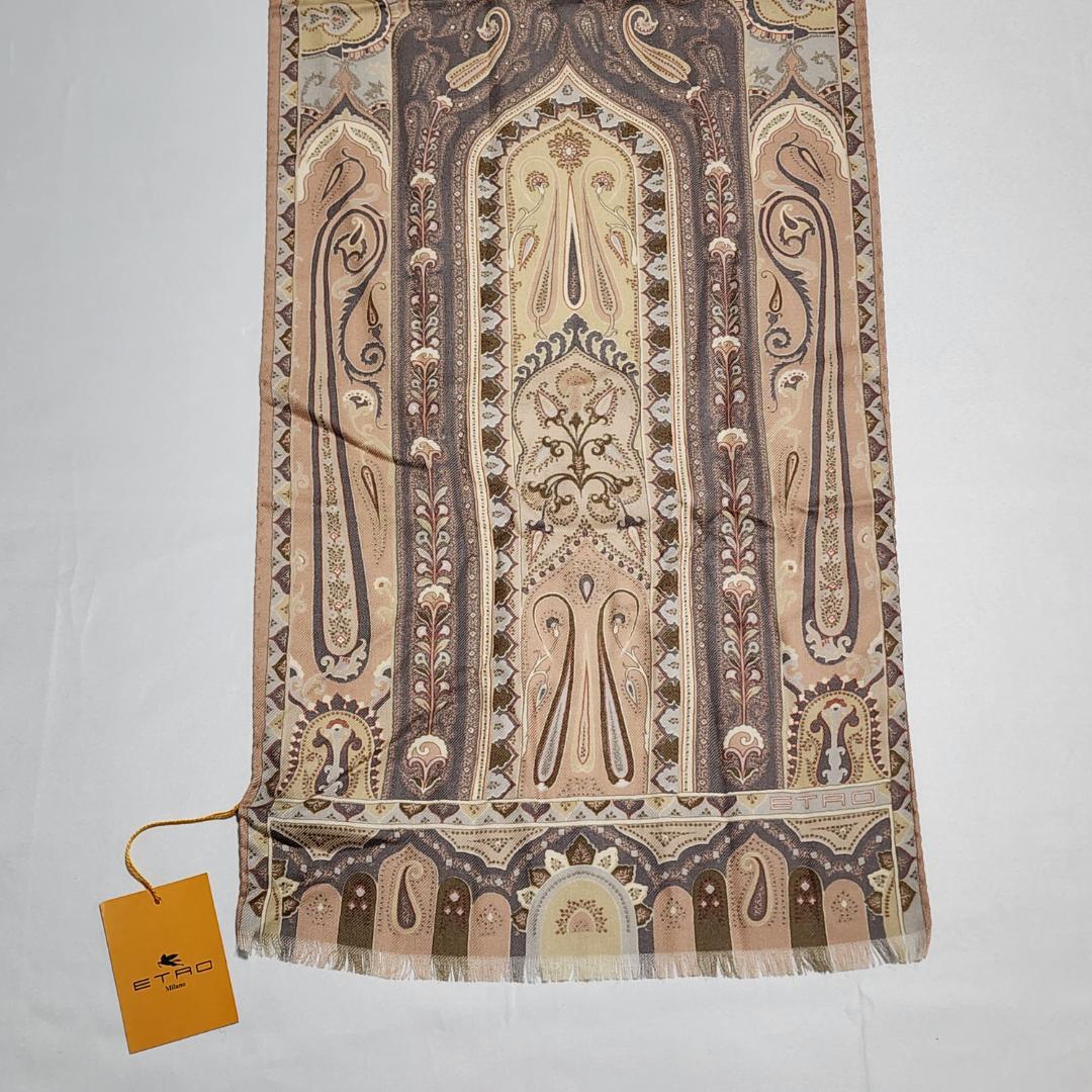 極美品★ETRO★ エトロ ストール ペイズリー柄 ウール混 ピンク タグ付き.
